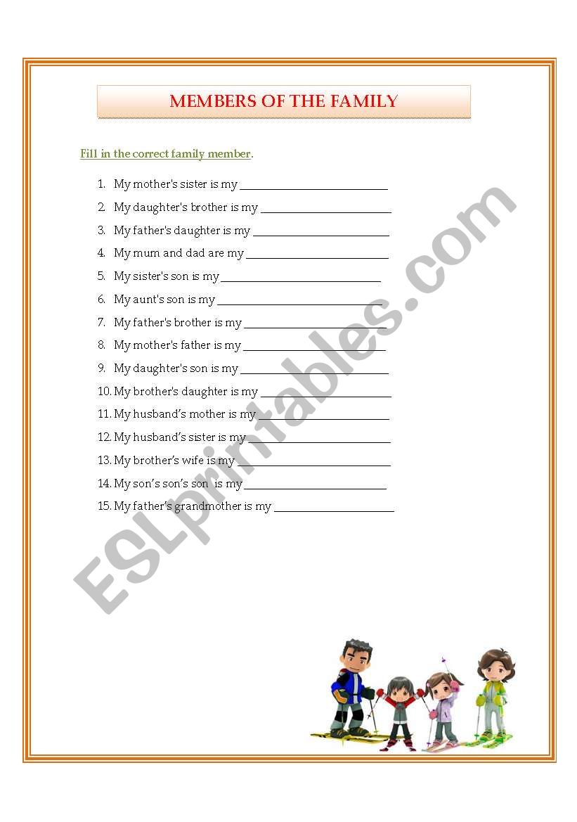 MEMBERS OF THE FAMILY worksheet
