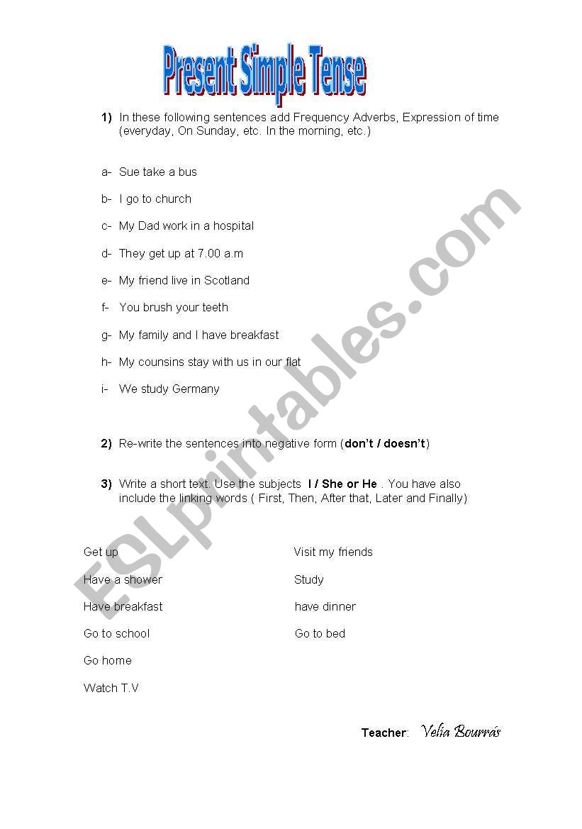 Present Simple Tense worksheet