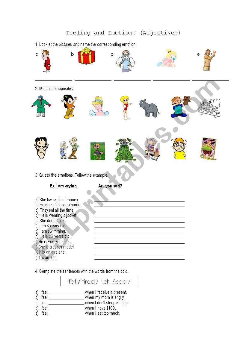 Emotions - Adjectives Worksheet