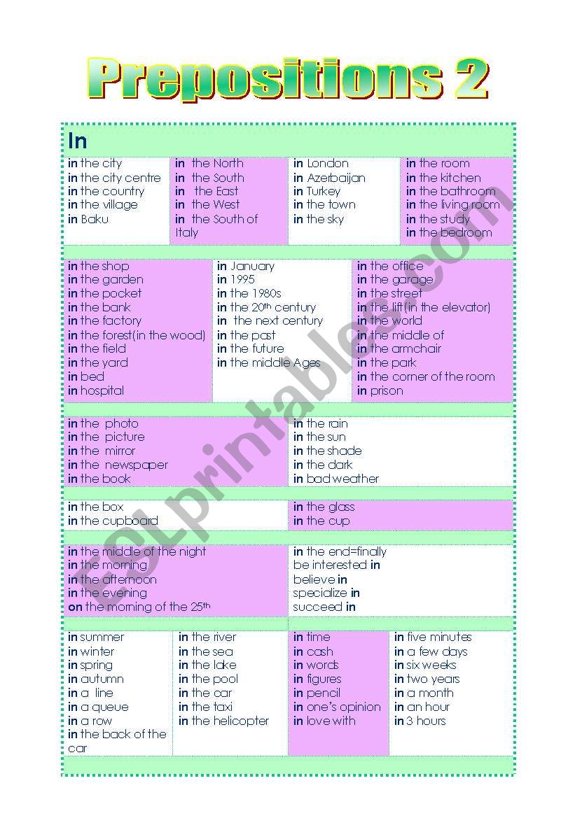 PREPOSİTİONS  worksheet