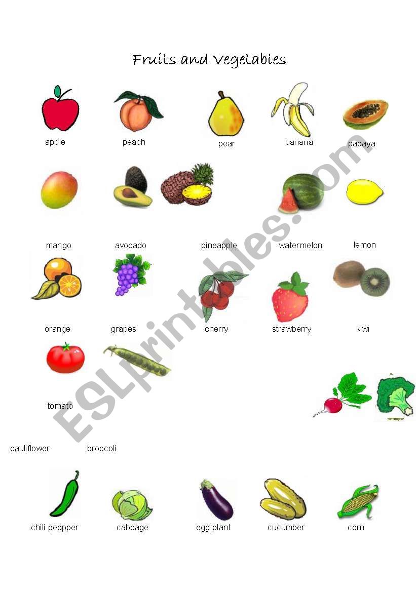 Fruits and Vegetables worksheet