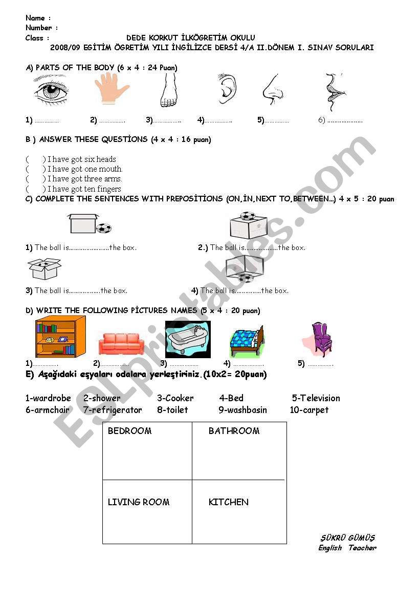 4th grade 2nd term 1st exam worksheet