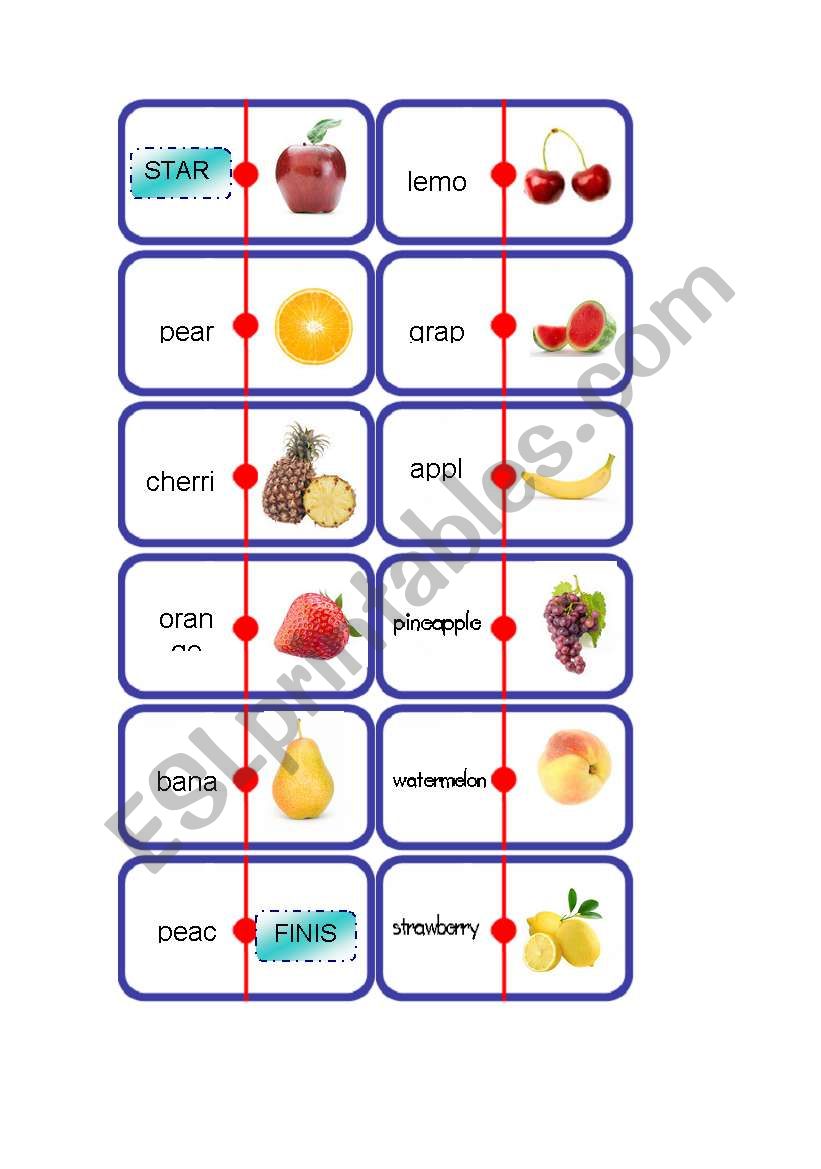 fruit domino worksheet