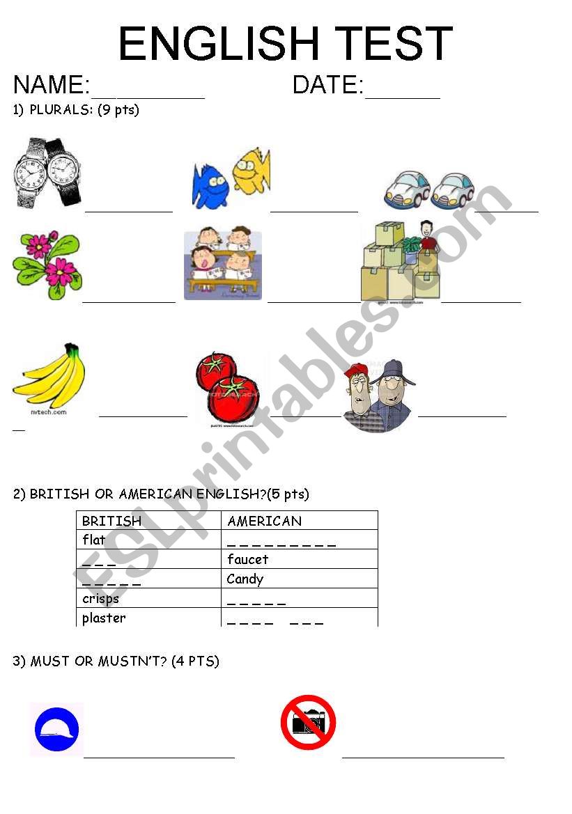 test  4 pages- editable! worksheet