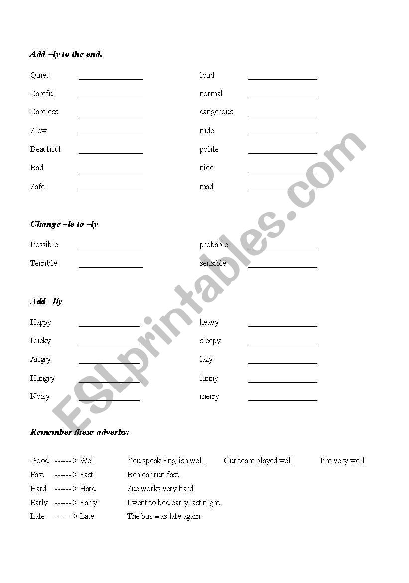 adverbs of manner worksheet