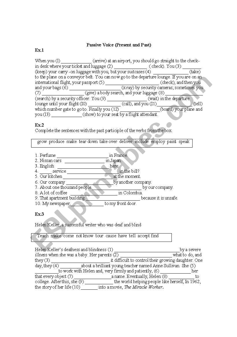 PAssive voice test worksheet