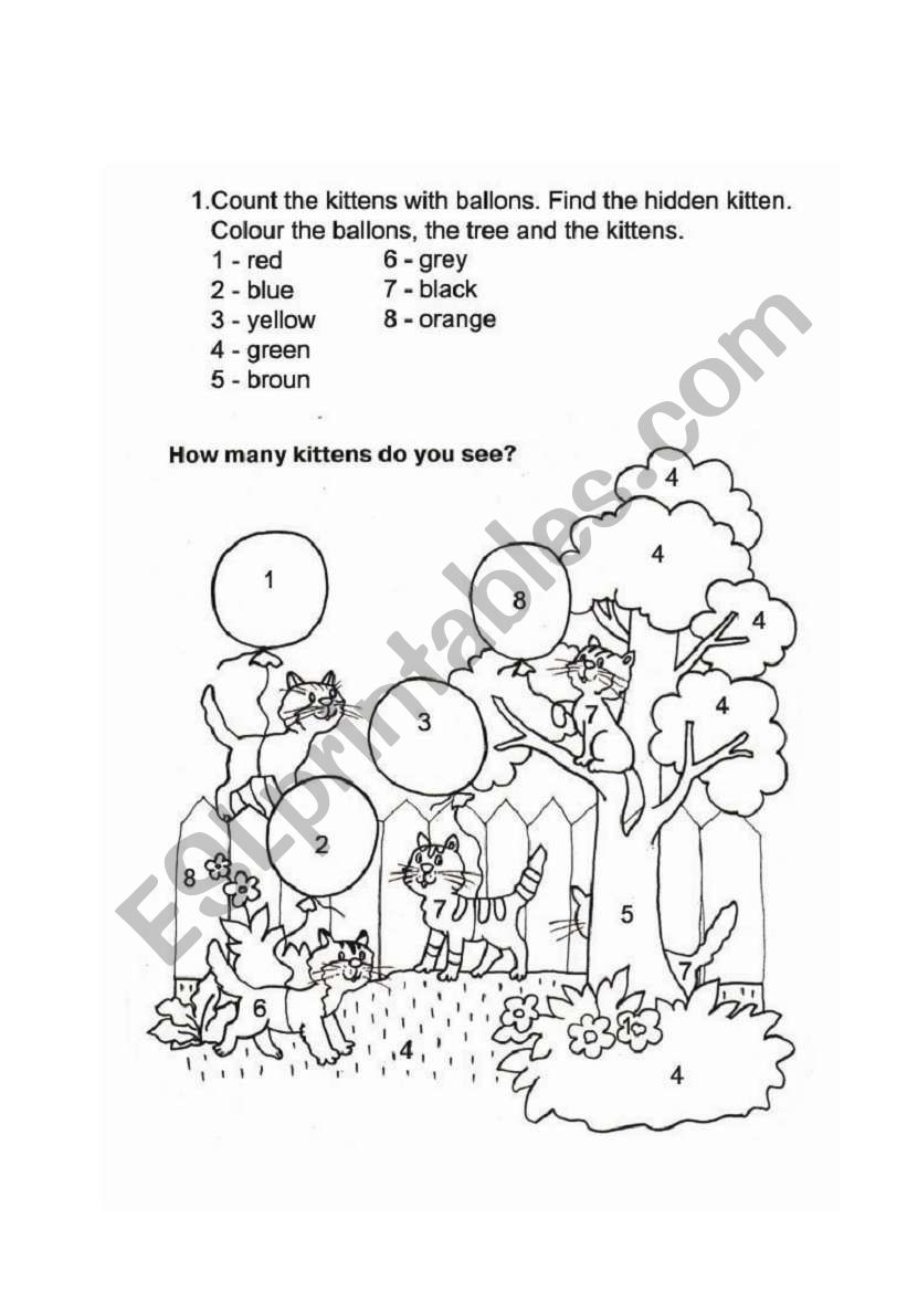 How many cats do you see? worksheet