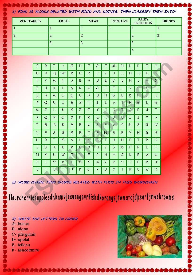 FOOD worksheet