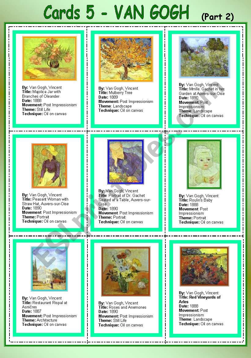 Cards 5 - Van Gogh (Part 2) worksheet