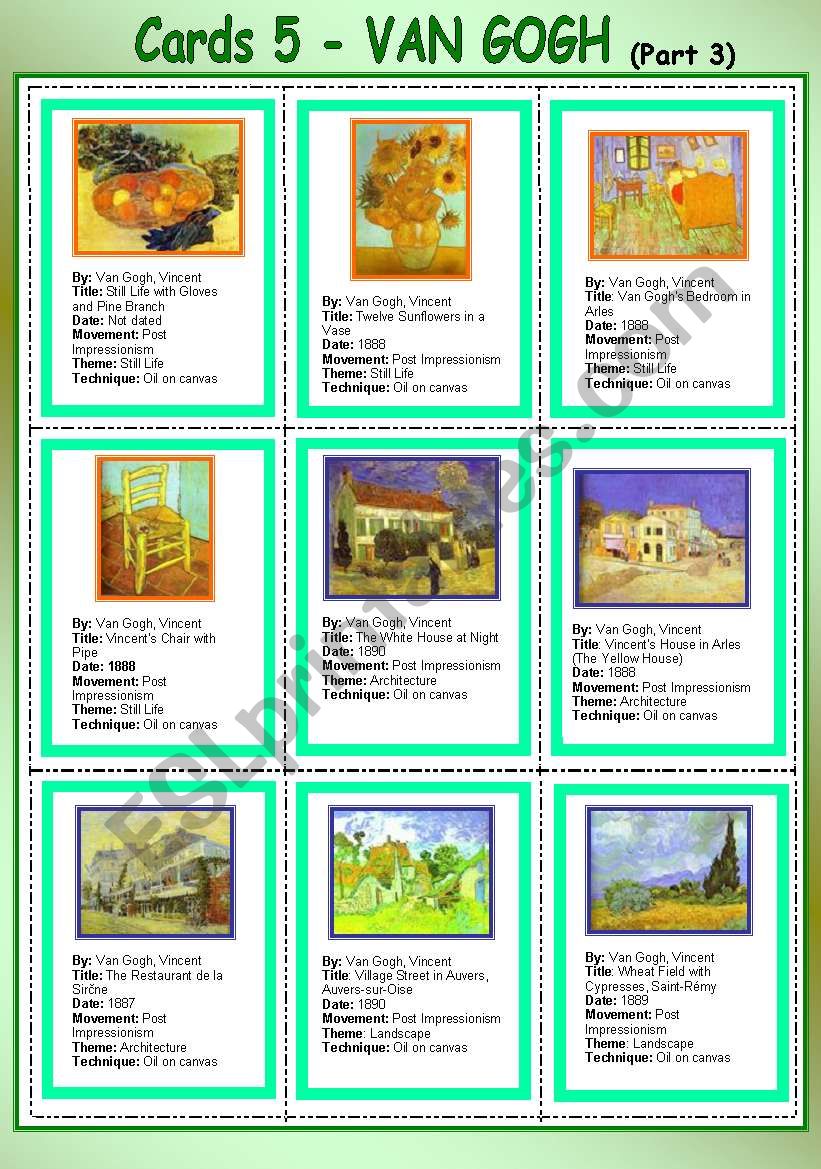 Card 5 - Van Gogh (part 3) worksheet