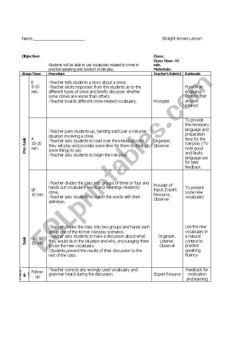 Talking about Crime worksheet