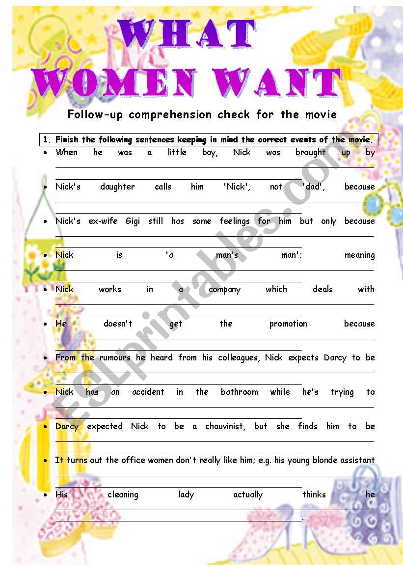 WHAT WOMEN WANT - FOLLOW-UP worksheet