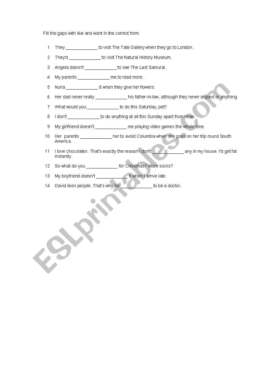 want and more worksheet