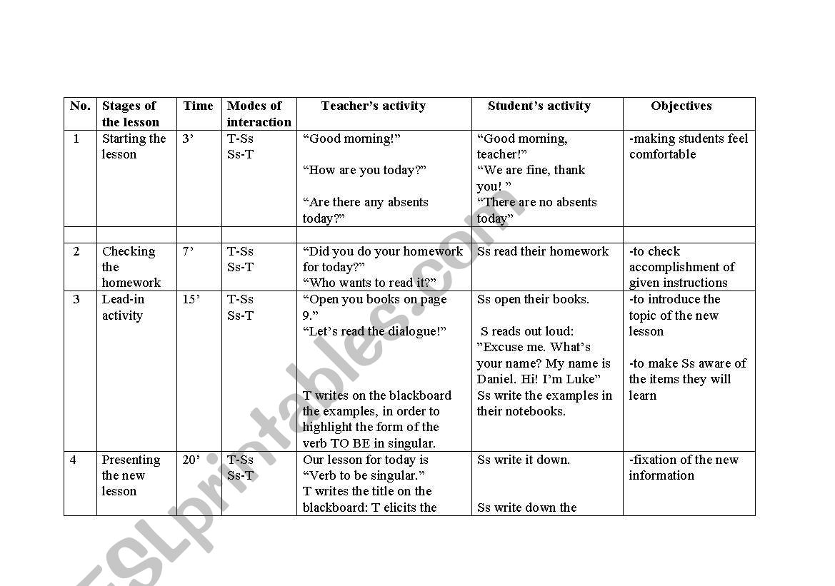 lesson plan grammar worksheet