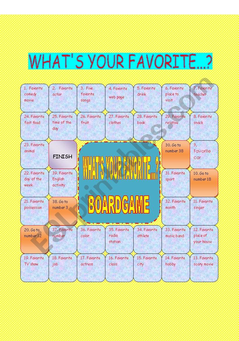 WHATS YOUR FAVORITE ...? BOARDGAME