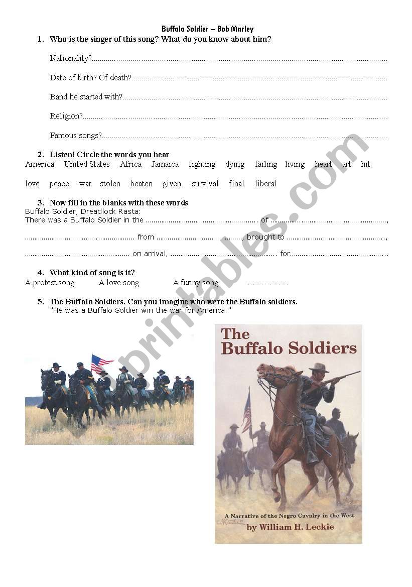 Buffalo Soldier - Bob Marley worksheet