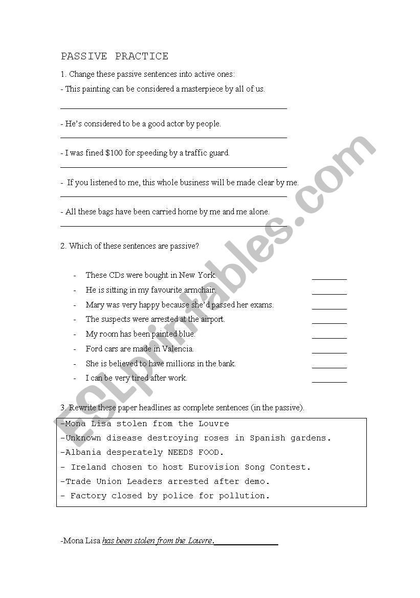 passive practice worksheet