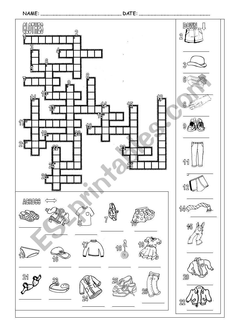 CLOTHES worksheet