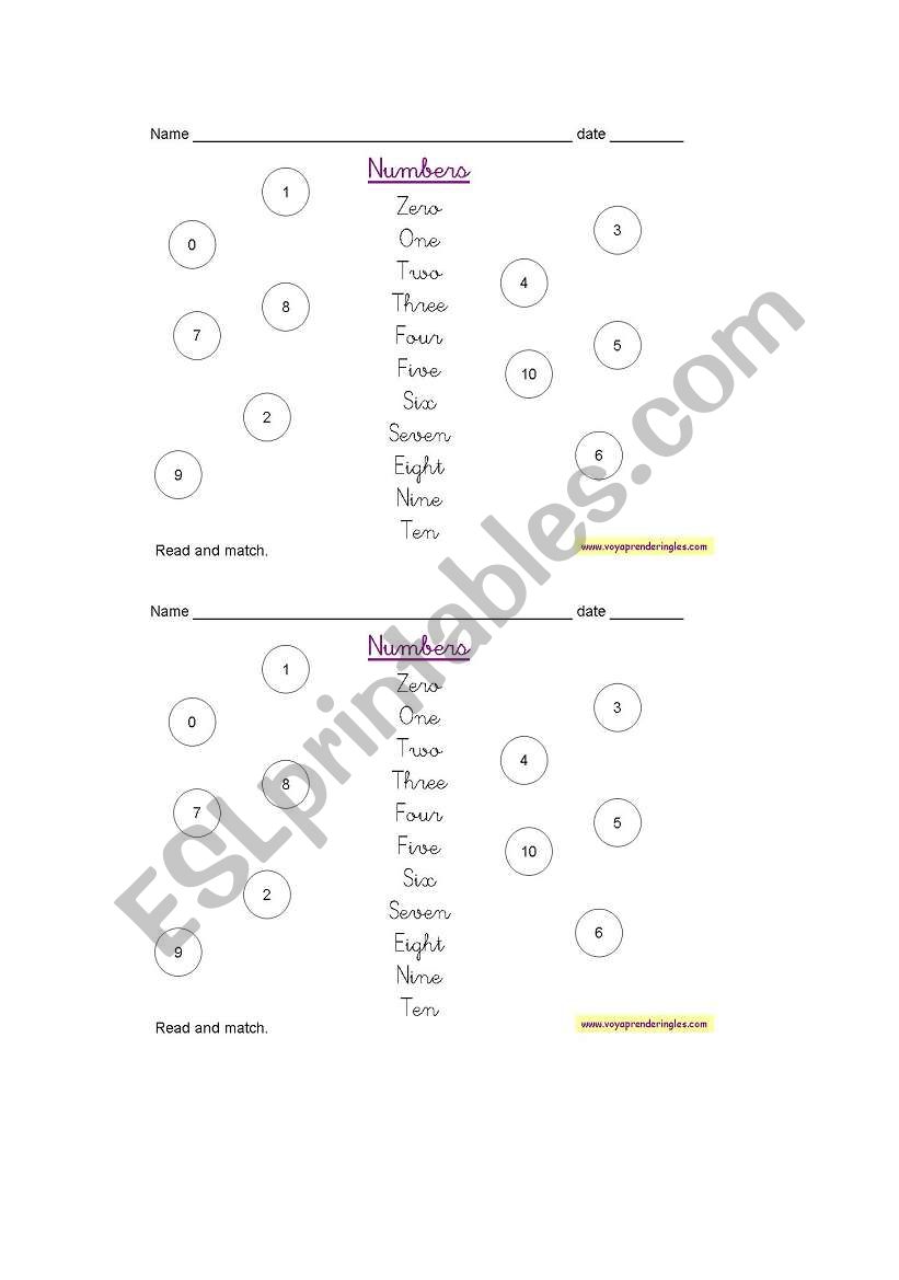 the numbers worksheet