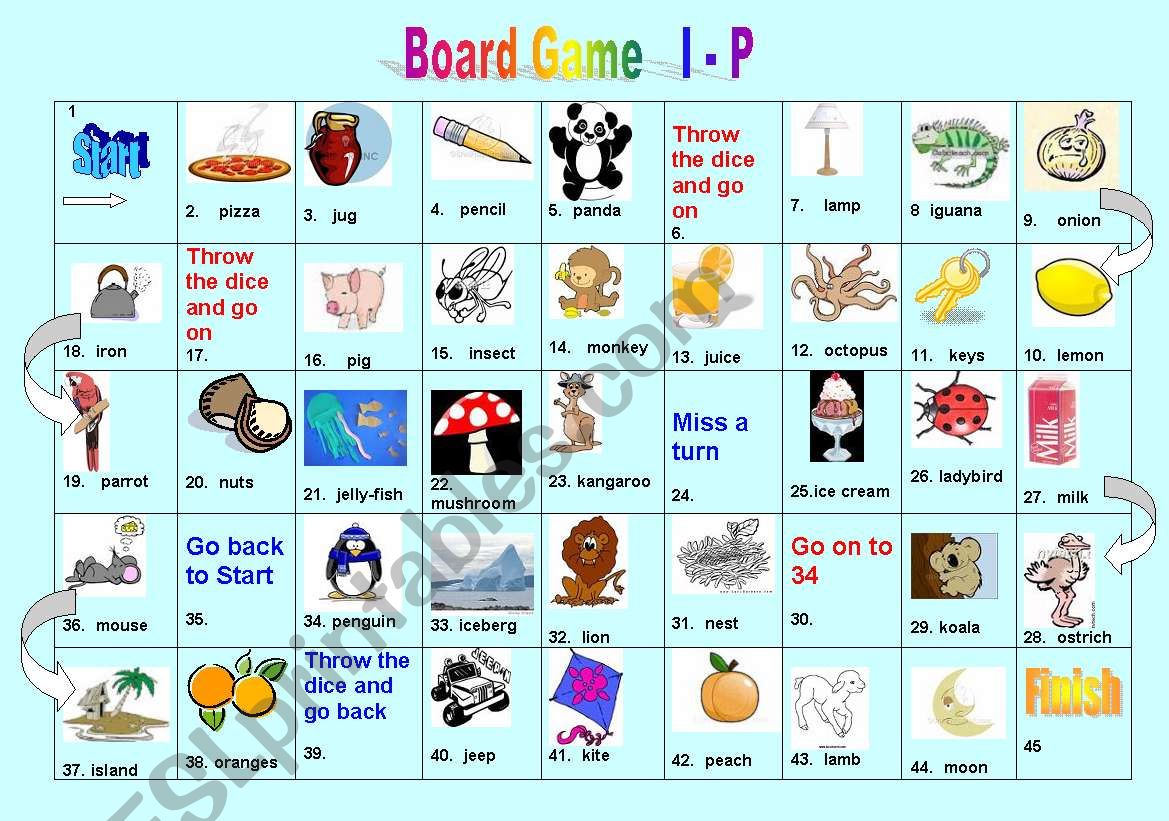 Board Game - Objects ( Letter I - P ) 