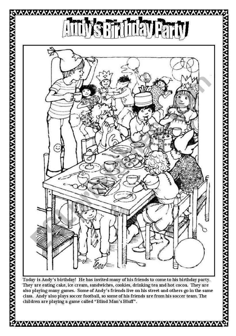 AndyÂ´s Birthday Party worksheet