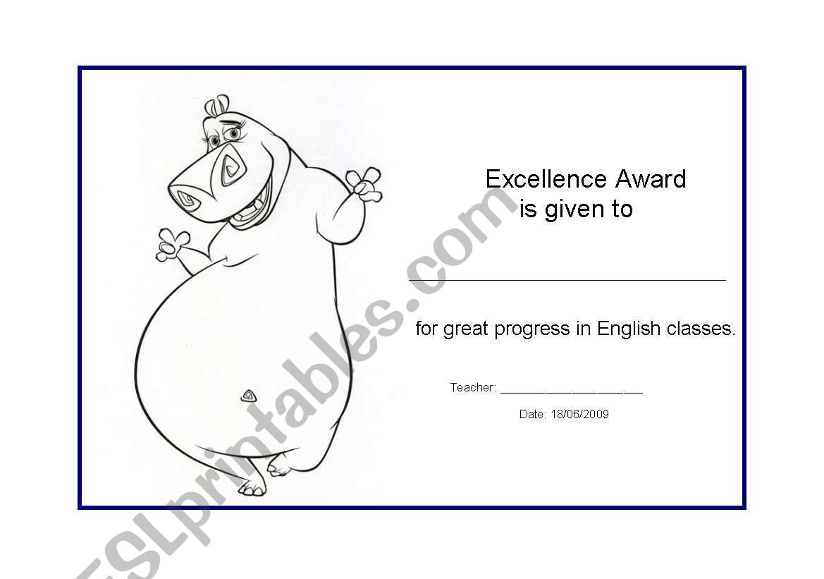 Girls Excellence Award worksheet
