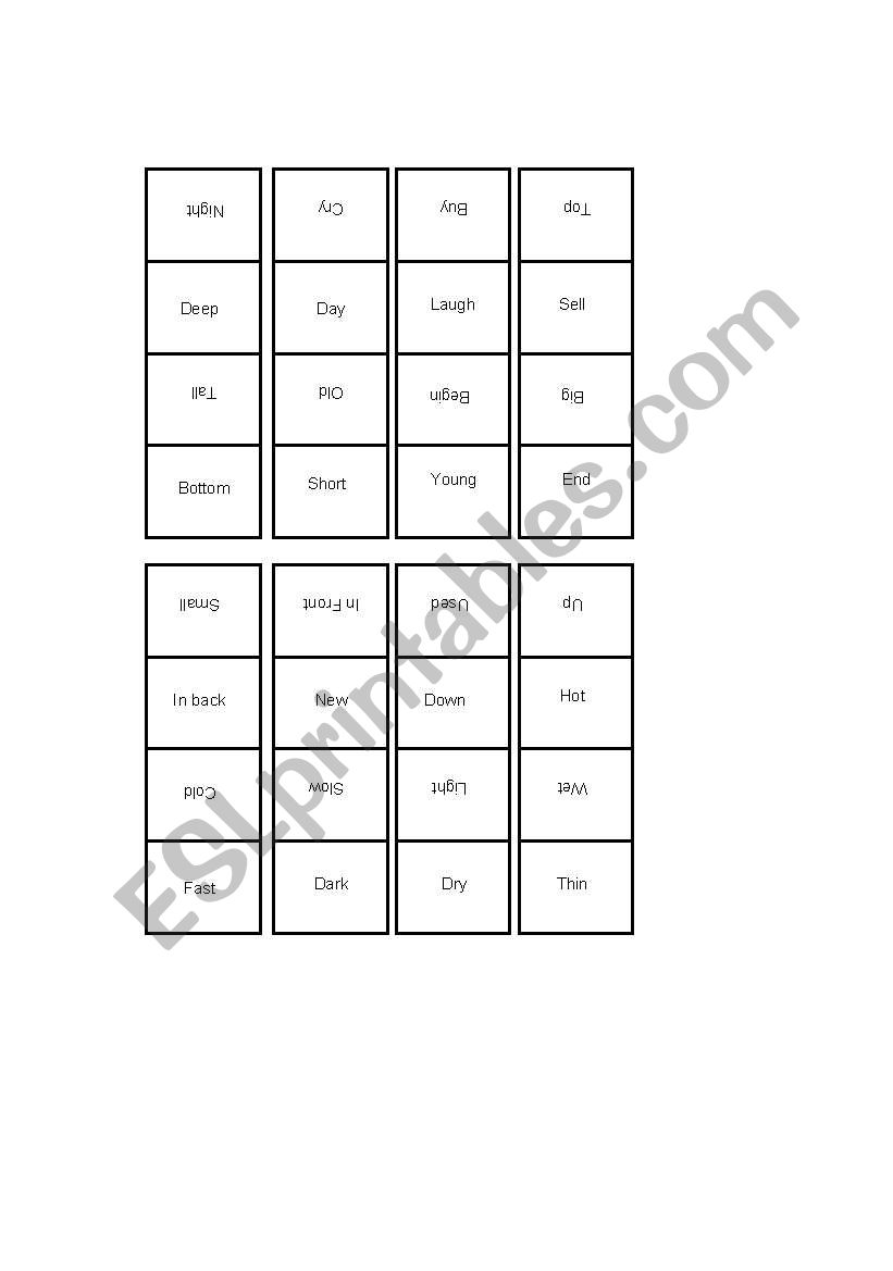 Dominal Opposites worksheet