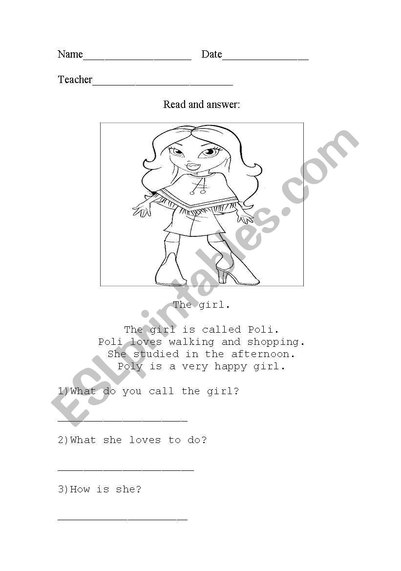 The girl. worksheet