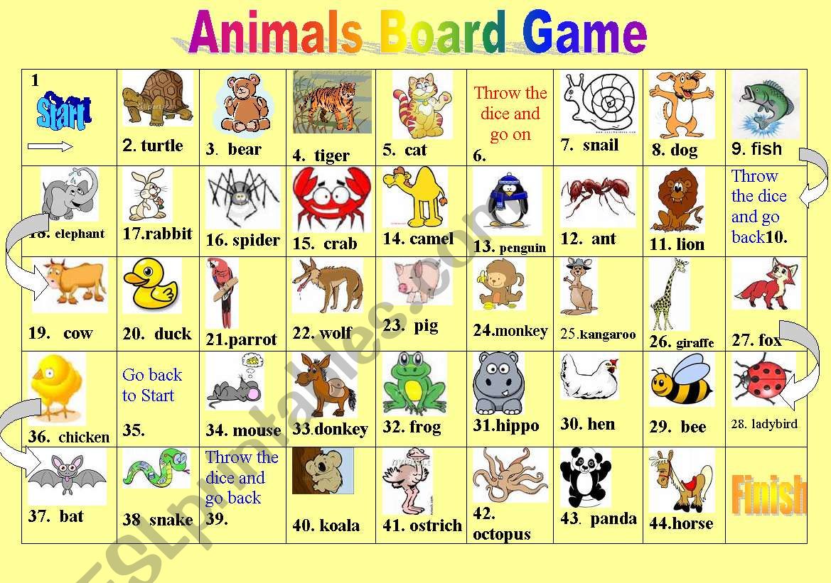 Animals Board Game worksheet