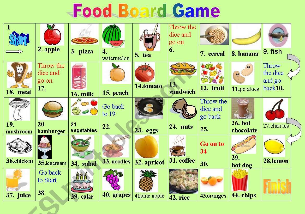 Food Board Game worksheet