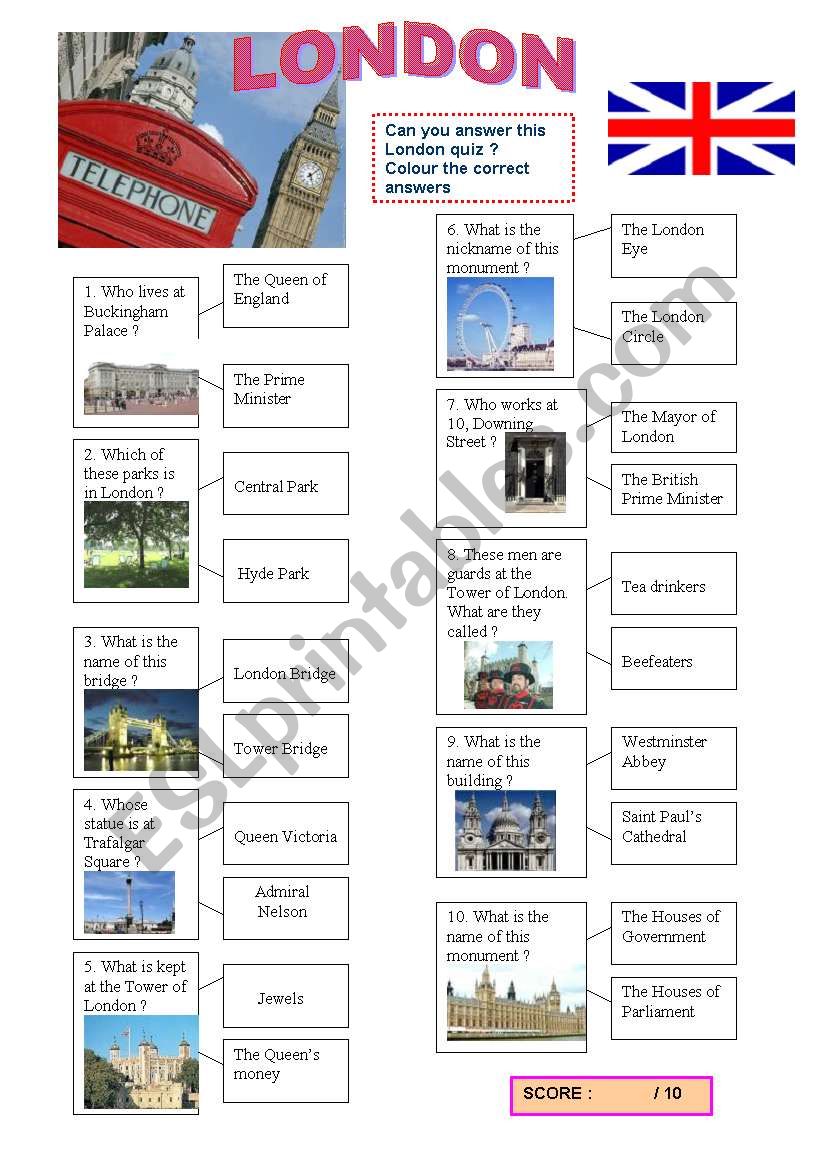 LONDON QUIZ worksheet