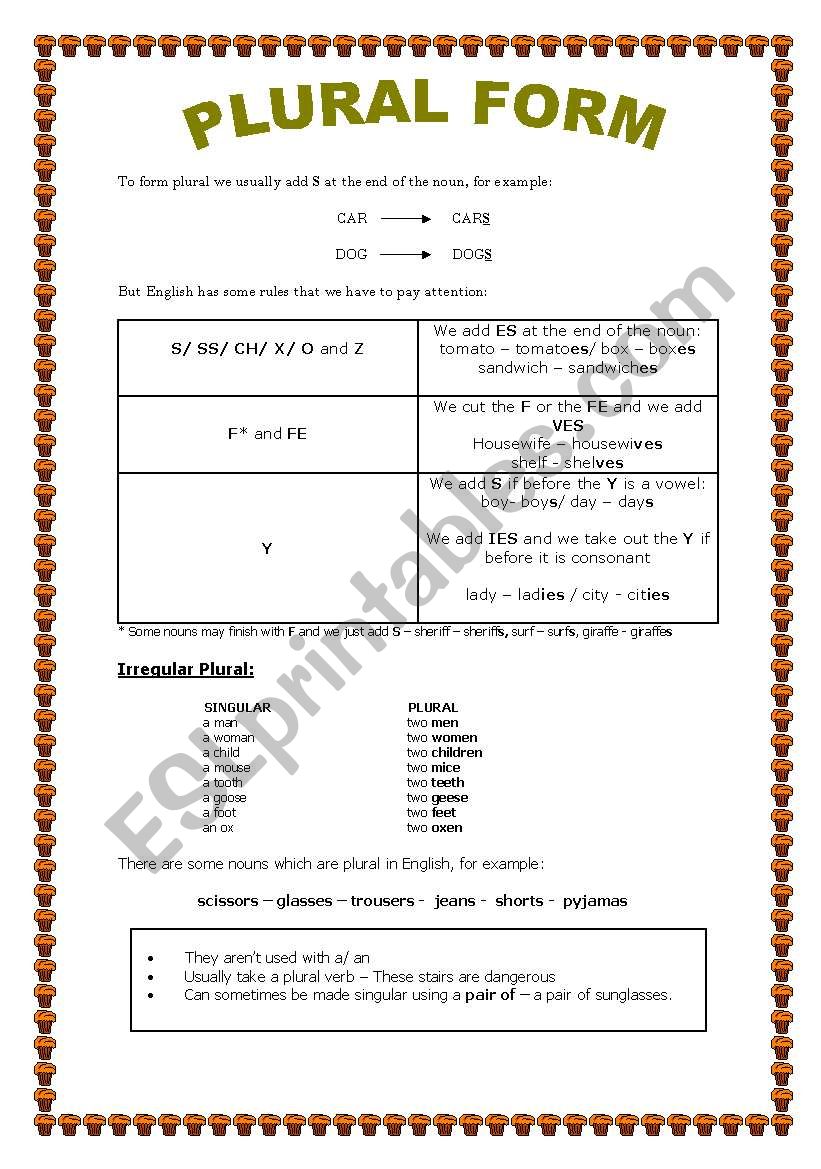 Plural of nouns worksheet