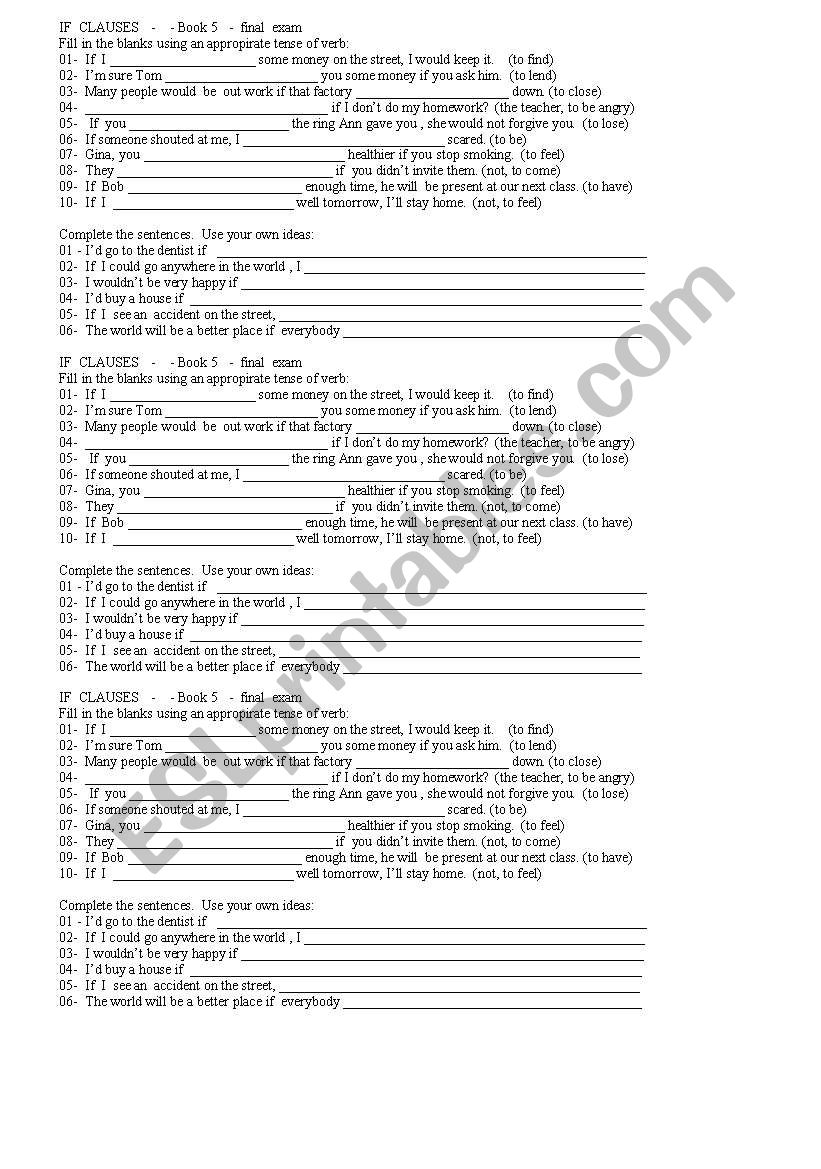 Conditionals 1 and 2 worksheet