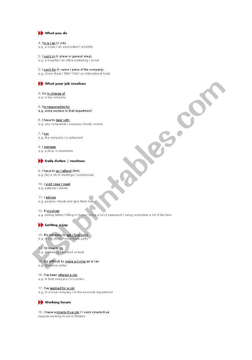 speaking worksheet