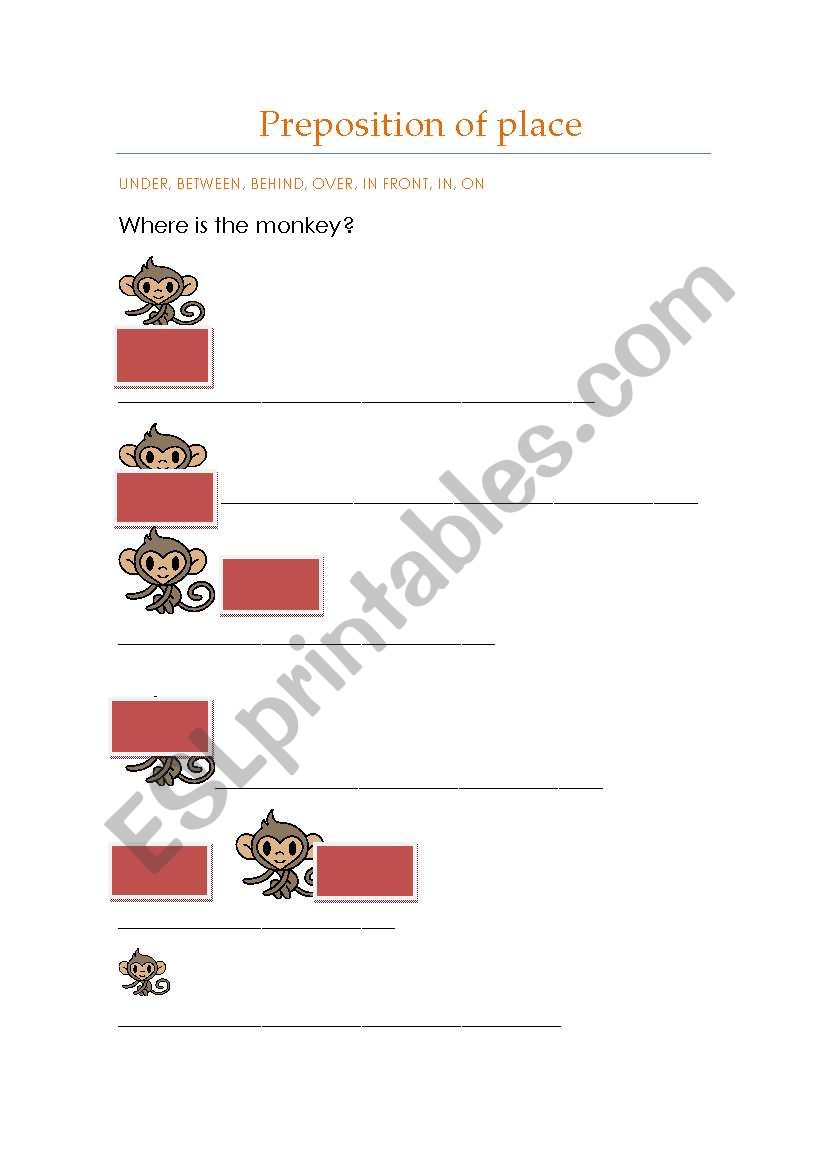 Prepositions of place worksheet