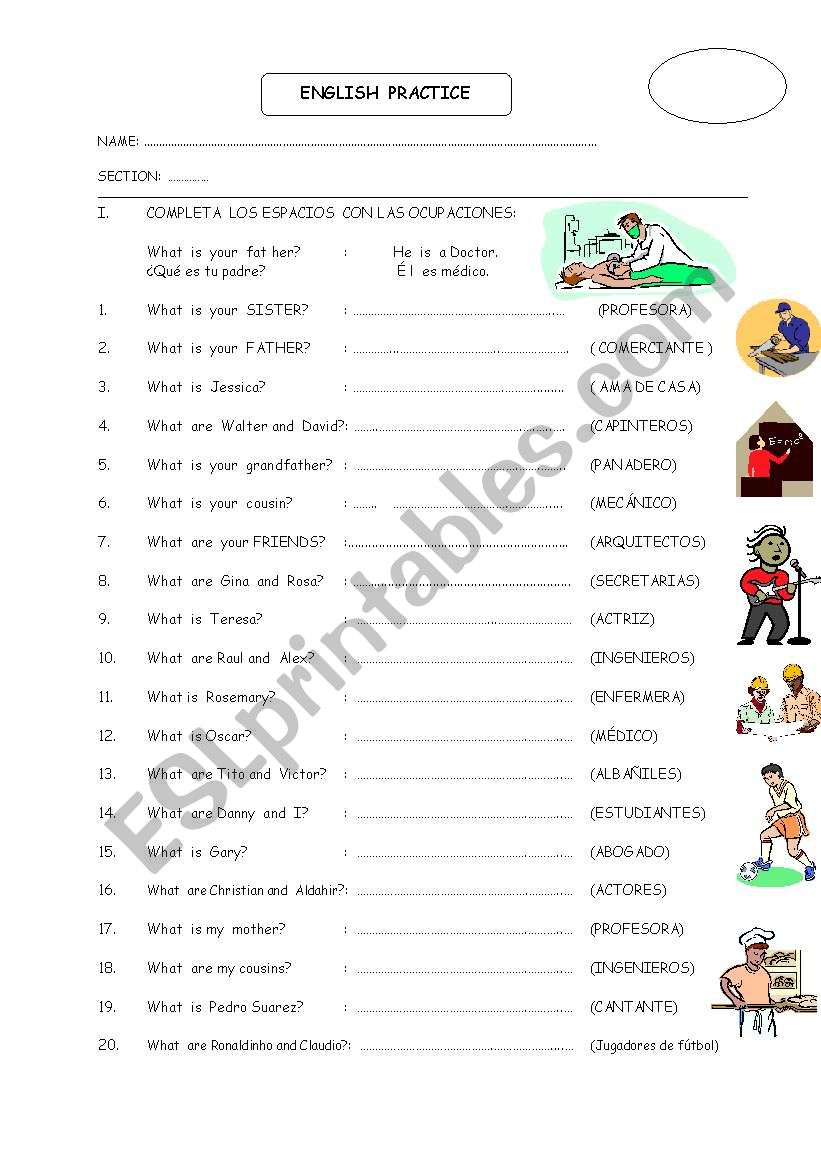 PRACTICE - THE JOBS worksheet