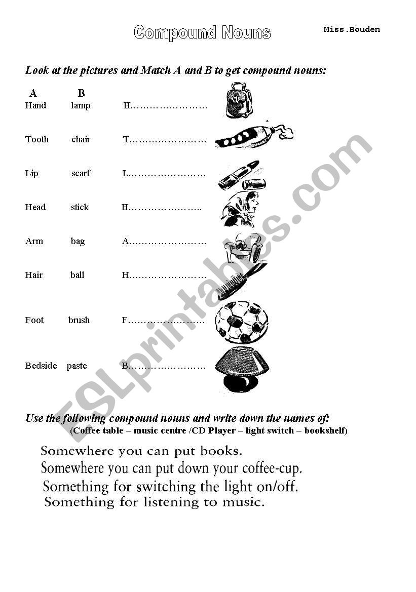 Compound Nouns worksheet