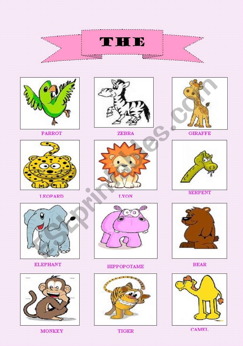 animals in the zoo worksheet