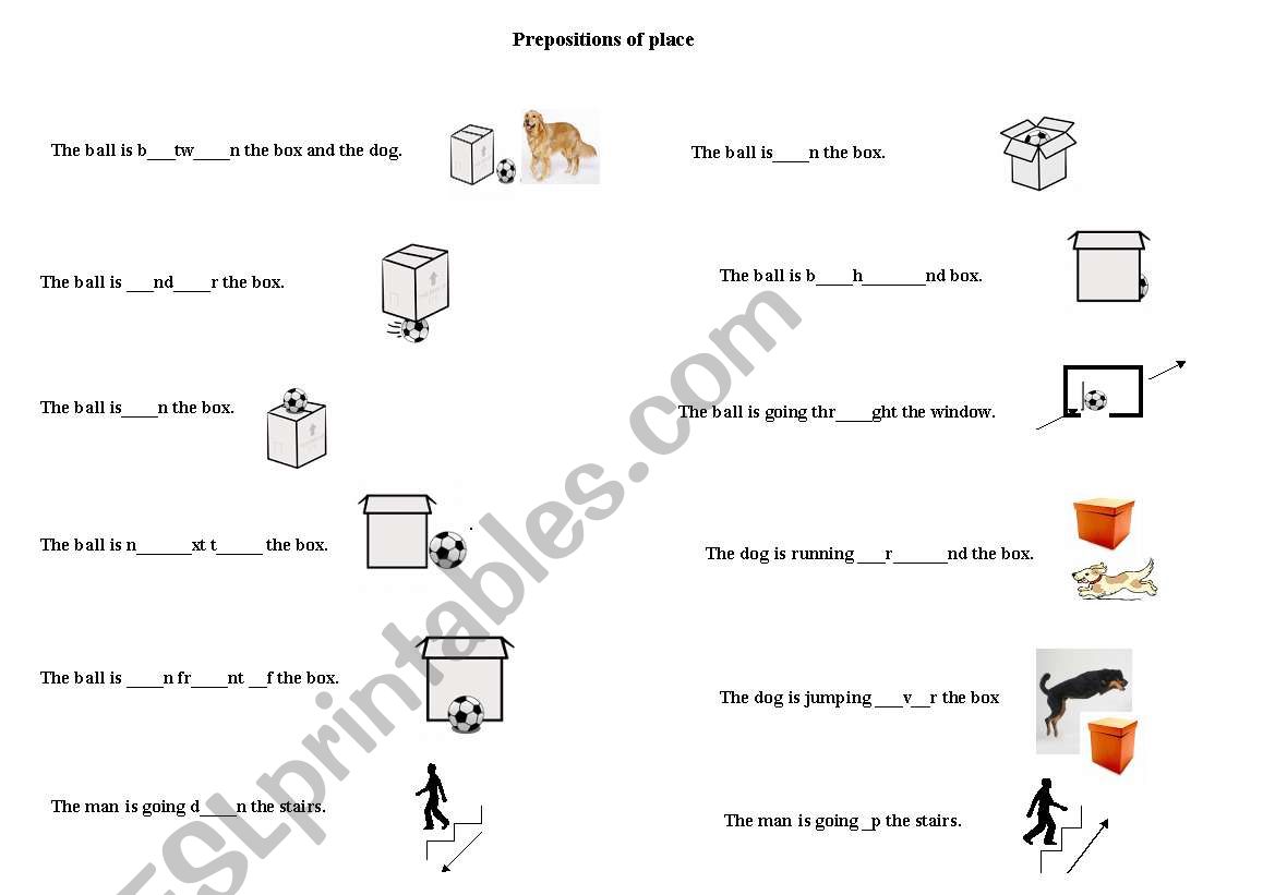 prepositions of place worksheet