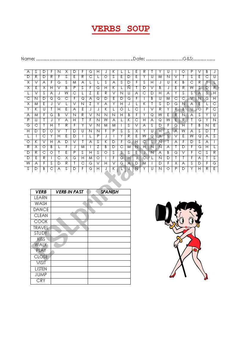 Verbs Soup worksheet