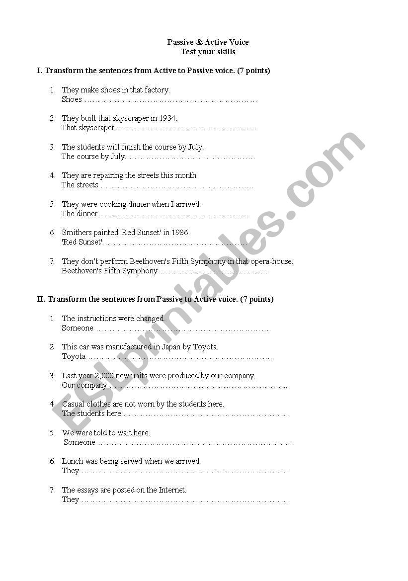 Passive and Active Voice - test