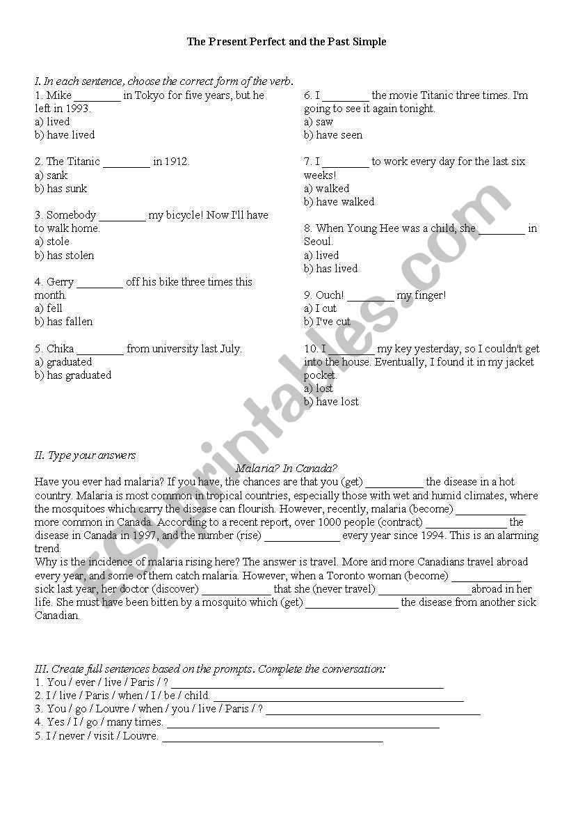 Present Simple & Past Simple worksheet