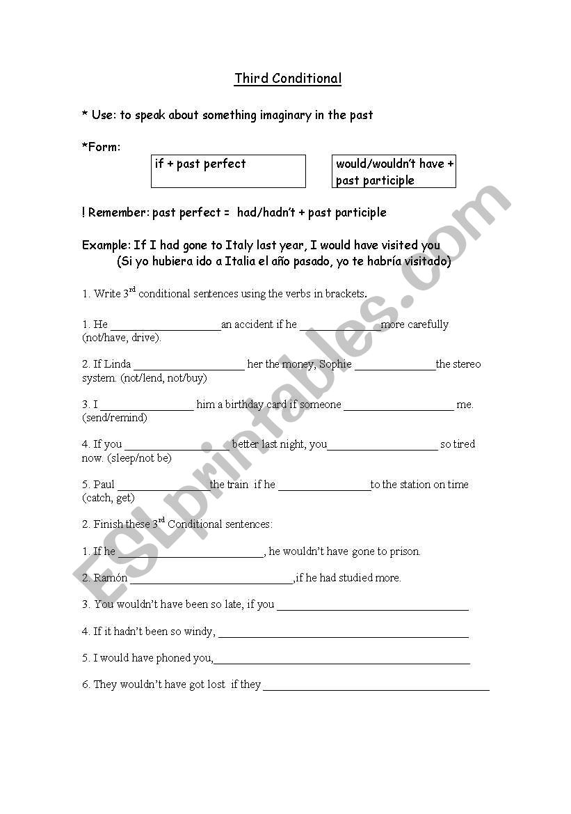 THIRD CONDITIONAL worksheet