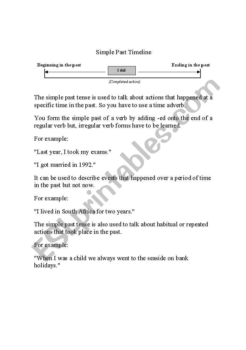 Simple past explanation and exercises  