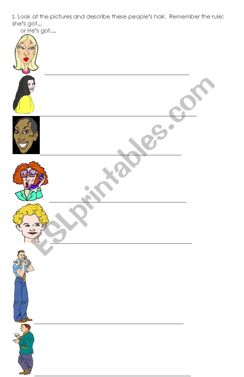 Describing people worksheet