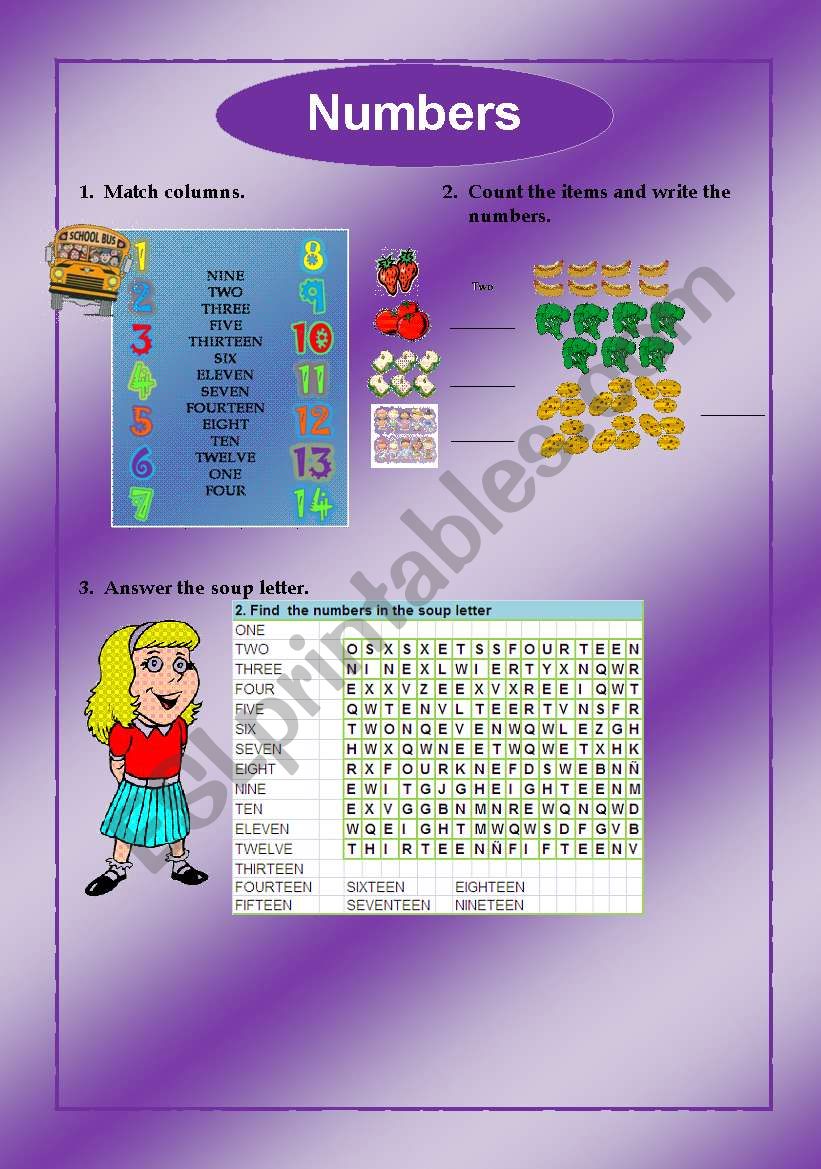 numbers worksheet