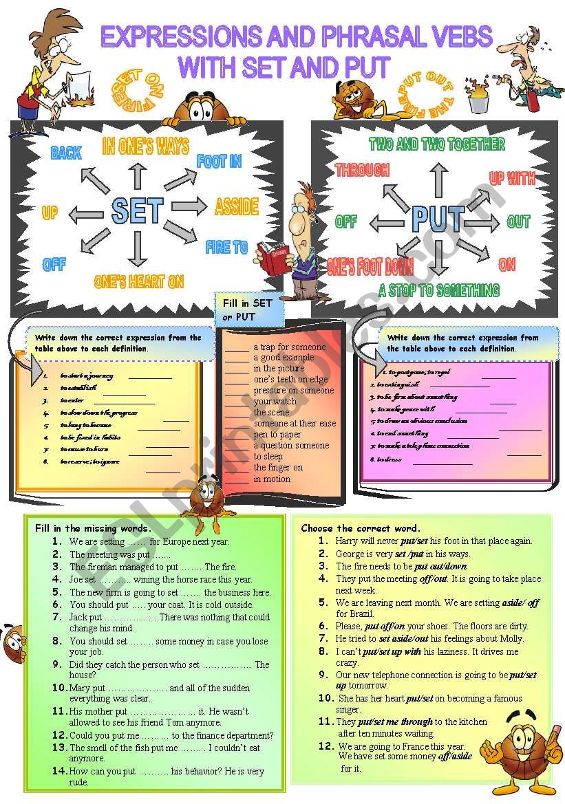 Expressions and phrasal verbs with set and put