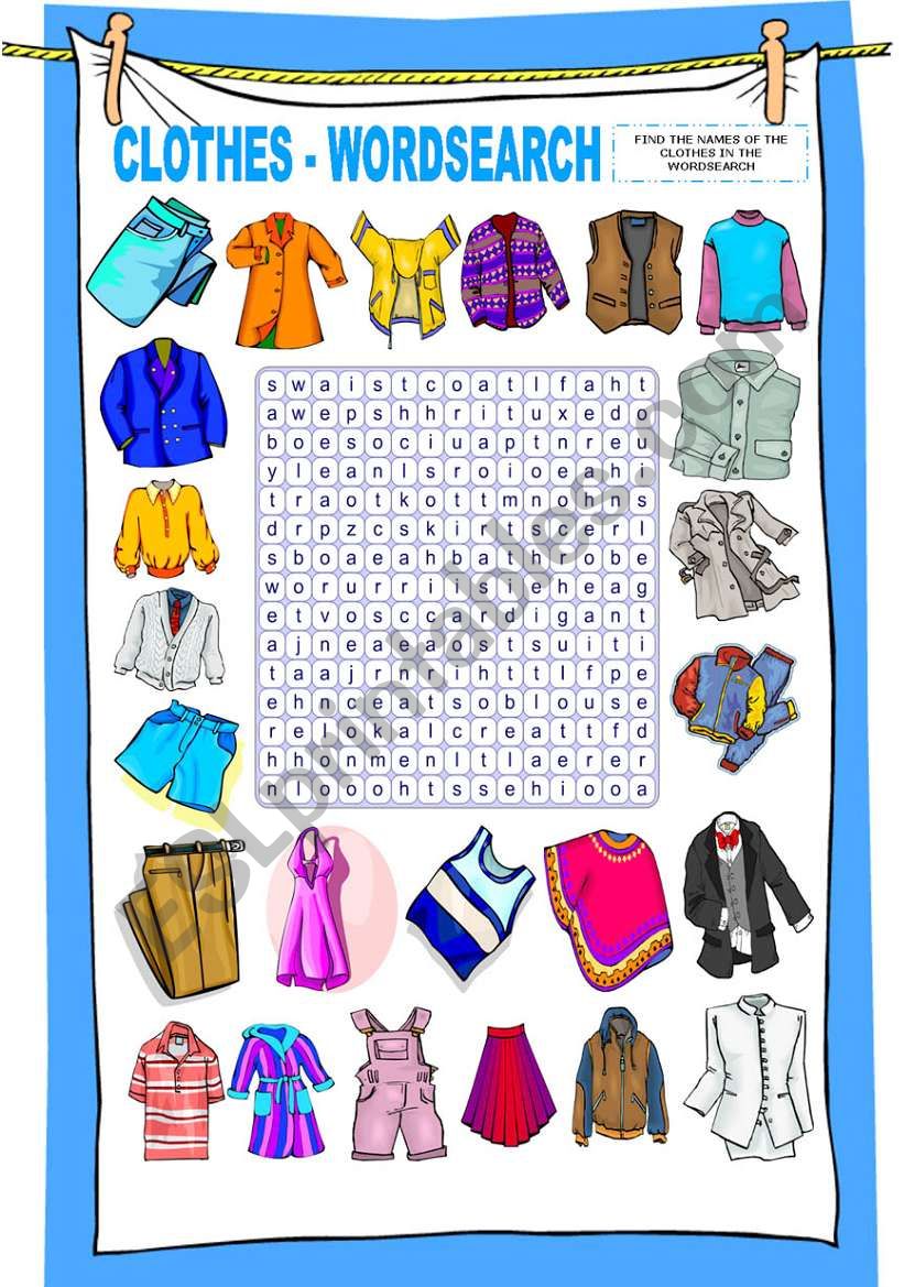 CLOTHES - WORDSEARCH worksheet