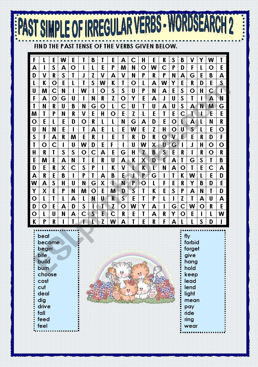 PAST SIMPLE OF IRREGULAR VERBS - WORDSEARCH 2