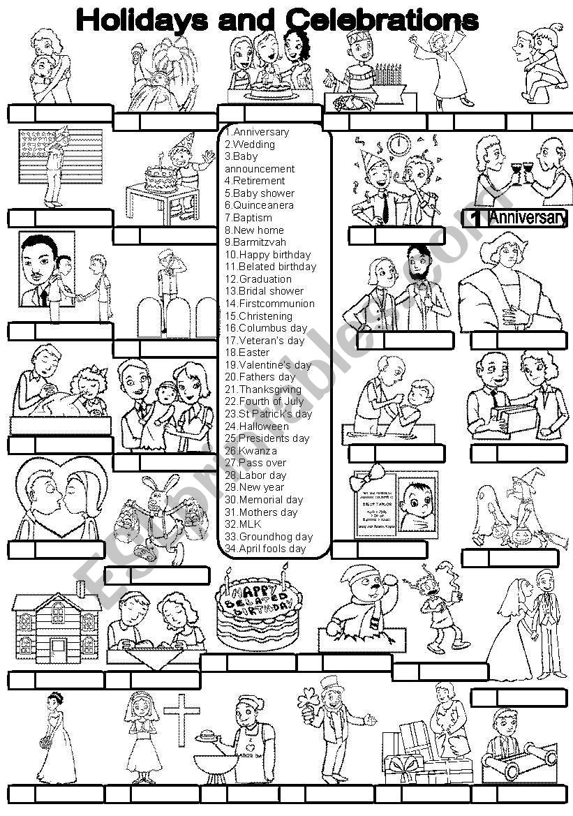 HOLIDAYS AND CELEBRATIONS worksheet